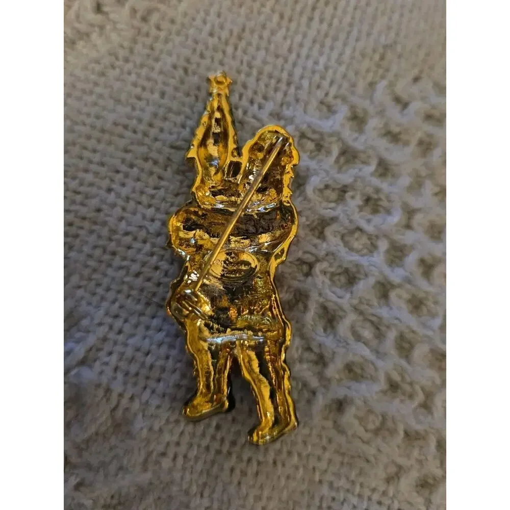 Vtg Christopher Radko Santa Pin Shiny Brite Goldtone Enamel Christmas Holiday